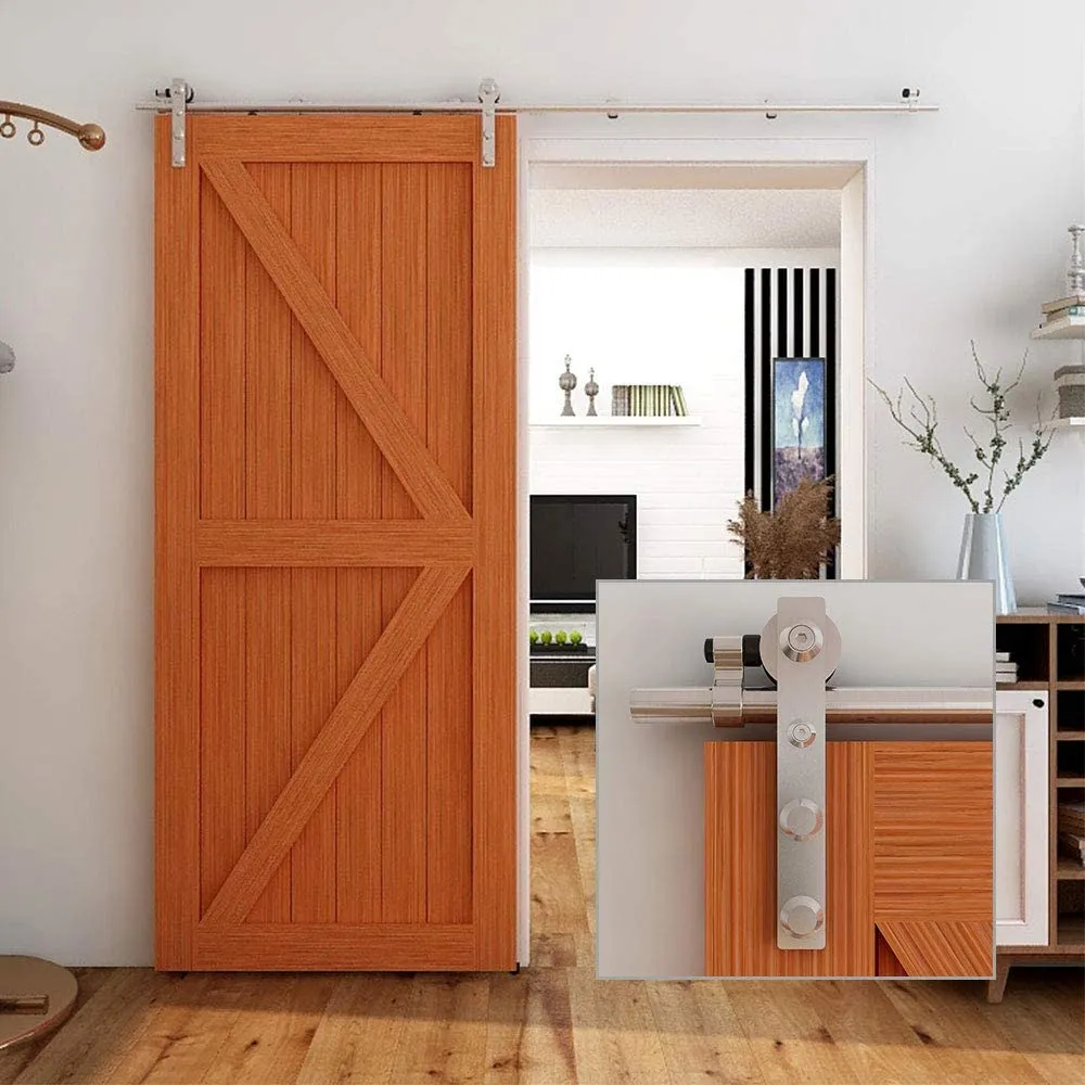 Stainless Steel Sliding Barn Door Hardware Kit CCJH New-Shaped