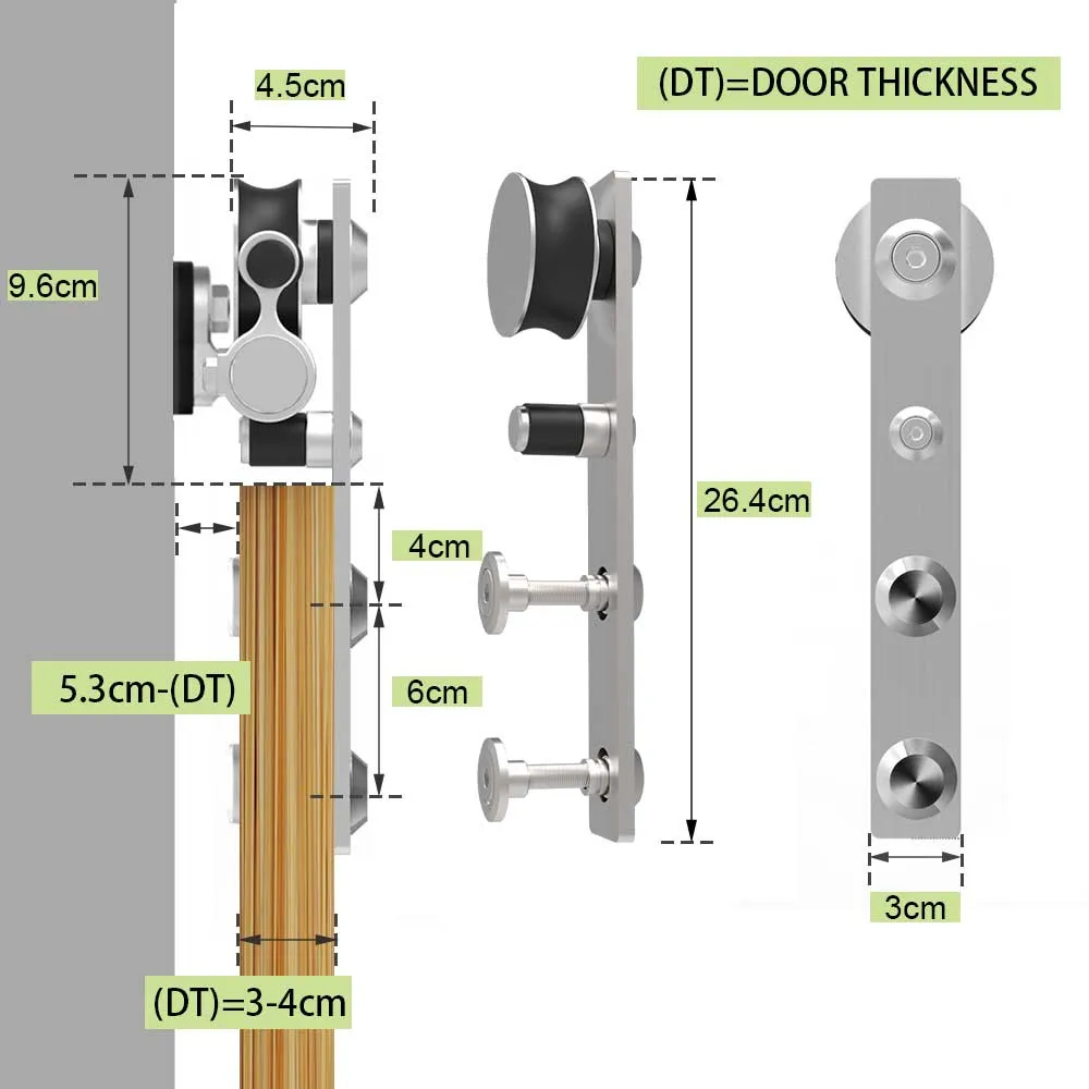 Stainless Steel Sliding Barn Door Hardware Kit CCJH New-Shaped