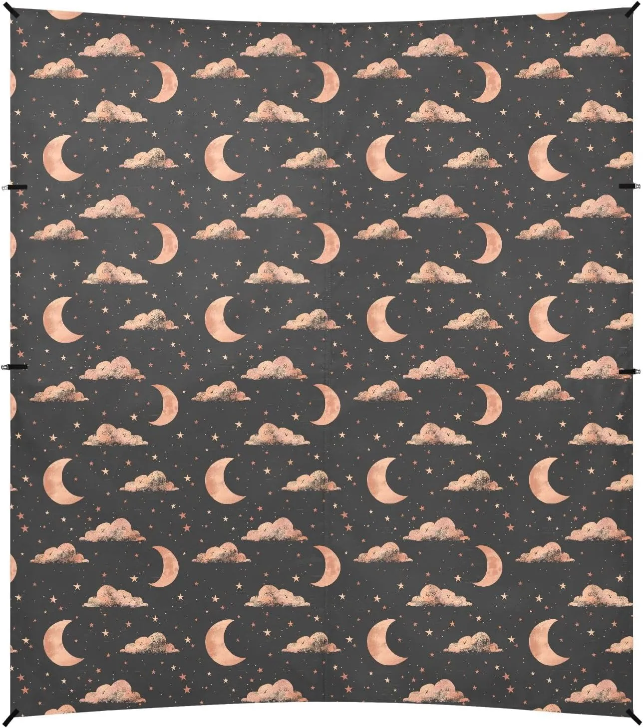 Stars Moon Cloud Design Rose Gold Beach Canopy UPF50  Easy Setup Portable Sun Shelter with Sand Shovel, Sandbags for Camping, Picnics, Backyard