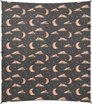 Stars Moon Cloud Design Rose Gold Beach Canopy UPF50  Easy Setup Portable Sun Shelter with Sand Shovel, Sandbags for Camping, Picnics, Backyard