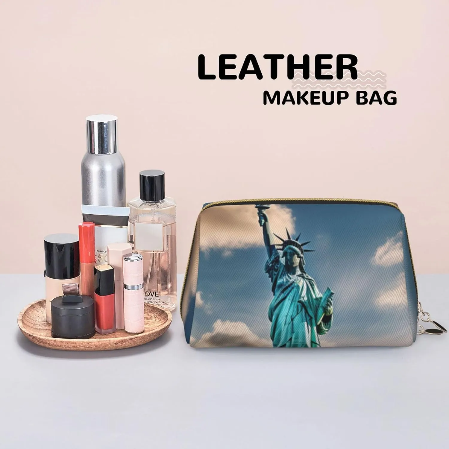 Statue Of Liberty In Nyc Travel-Ready Toiletry Bag, Compact Makeup Organizer For Women