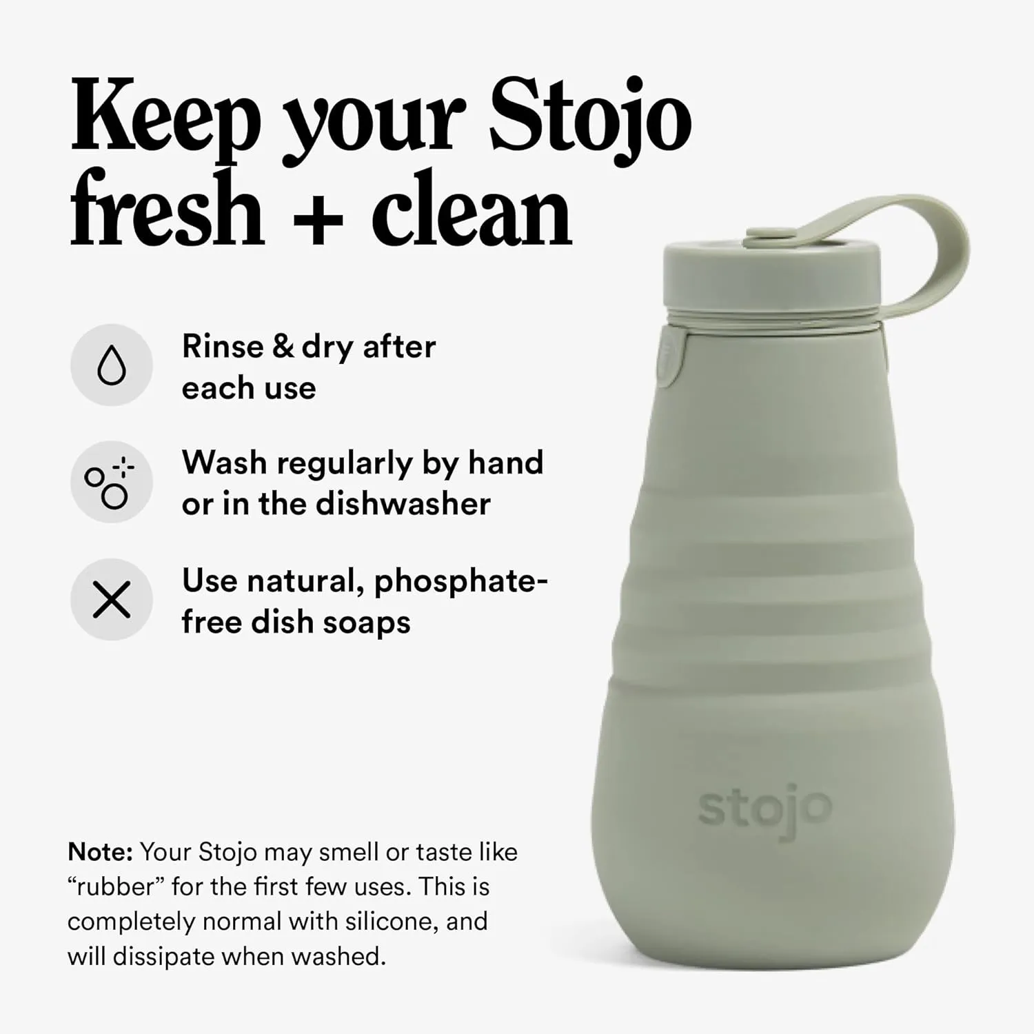 STOJO Collapsible Sports Water Bottle - Leak-Proof Reusable Silicone Travel Cup for Hot & Cold Drinks - Microwave & Dishwasher Safe - AS SEEN ON TODAY SHOW - Parent (Sage)