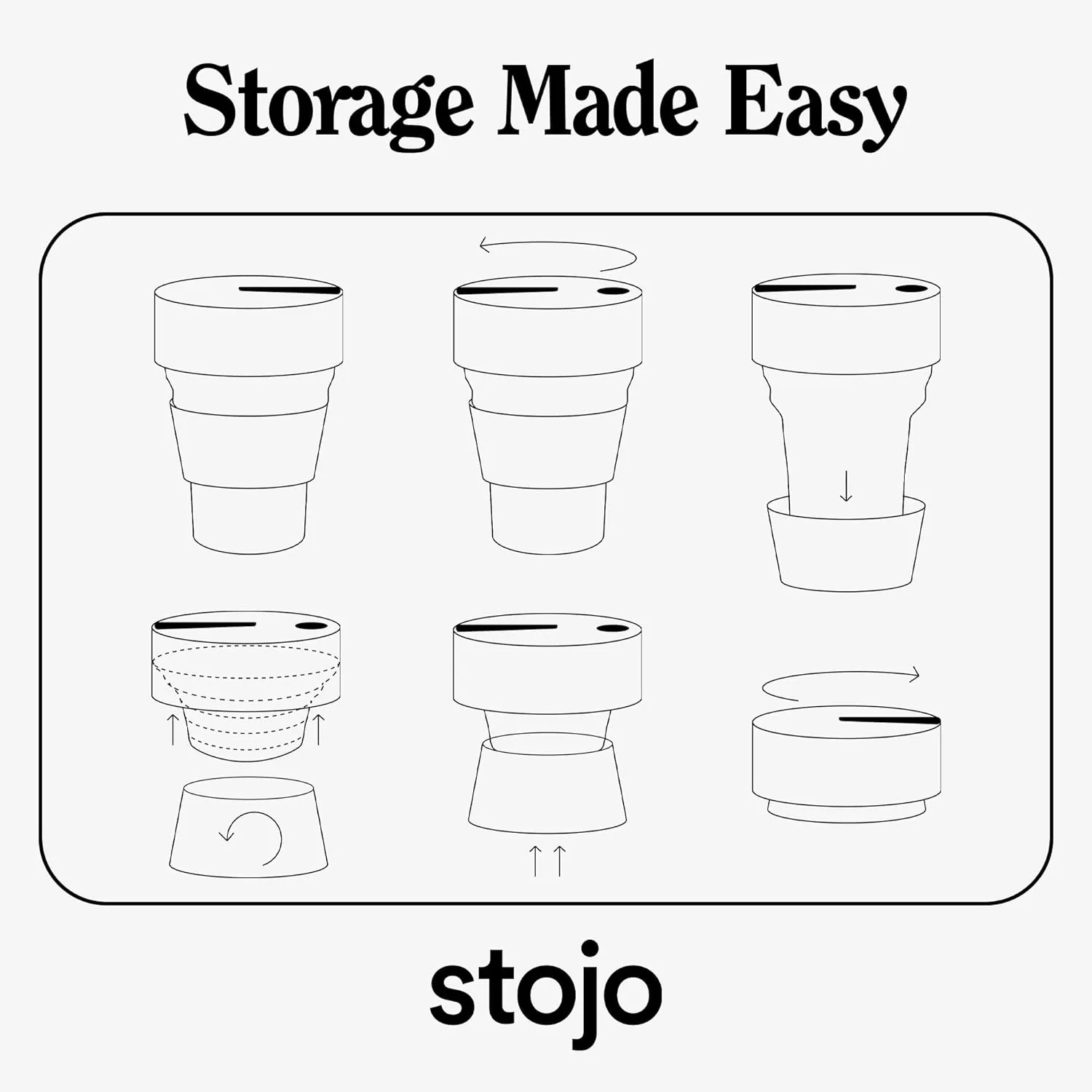 STOJO Collapsible Travel Cup With Straw - Sage Green, 16oz / 470ml - Reusable To-Go Pocket Size Silicone Bottle for Hot and Cold Drinks - Perfect for Camping and Hiking - Microwave & Dishwasher Safe