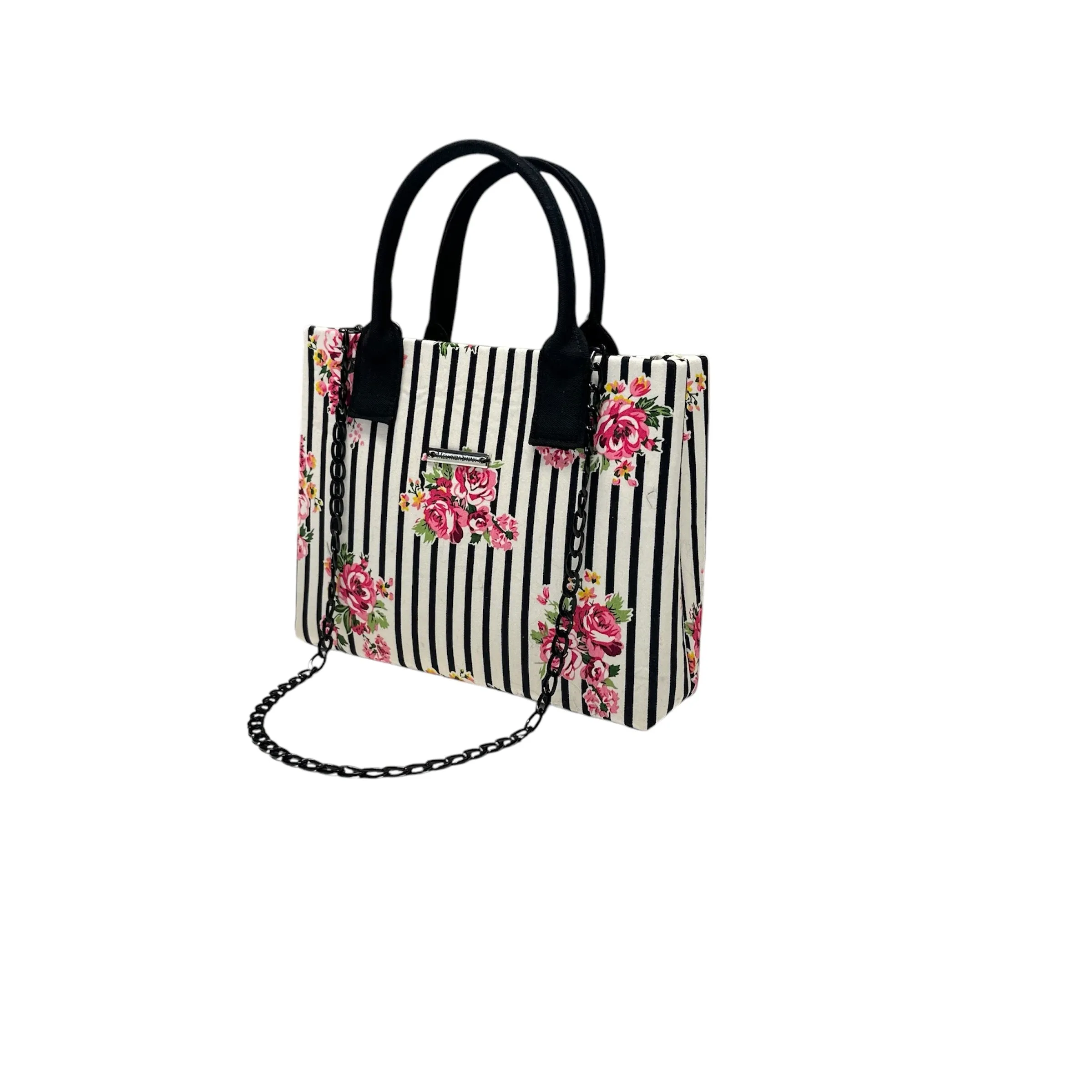 Stripes and Bloom Compact Tote