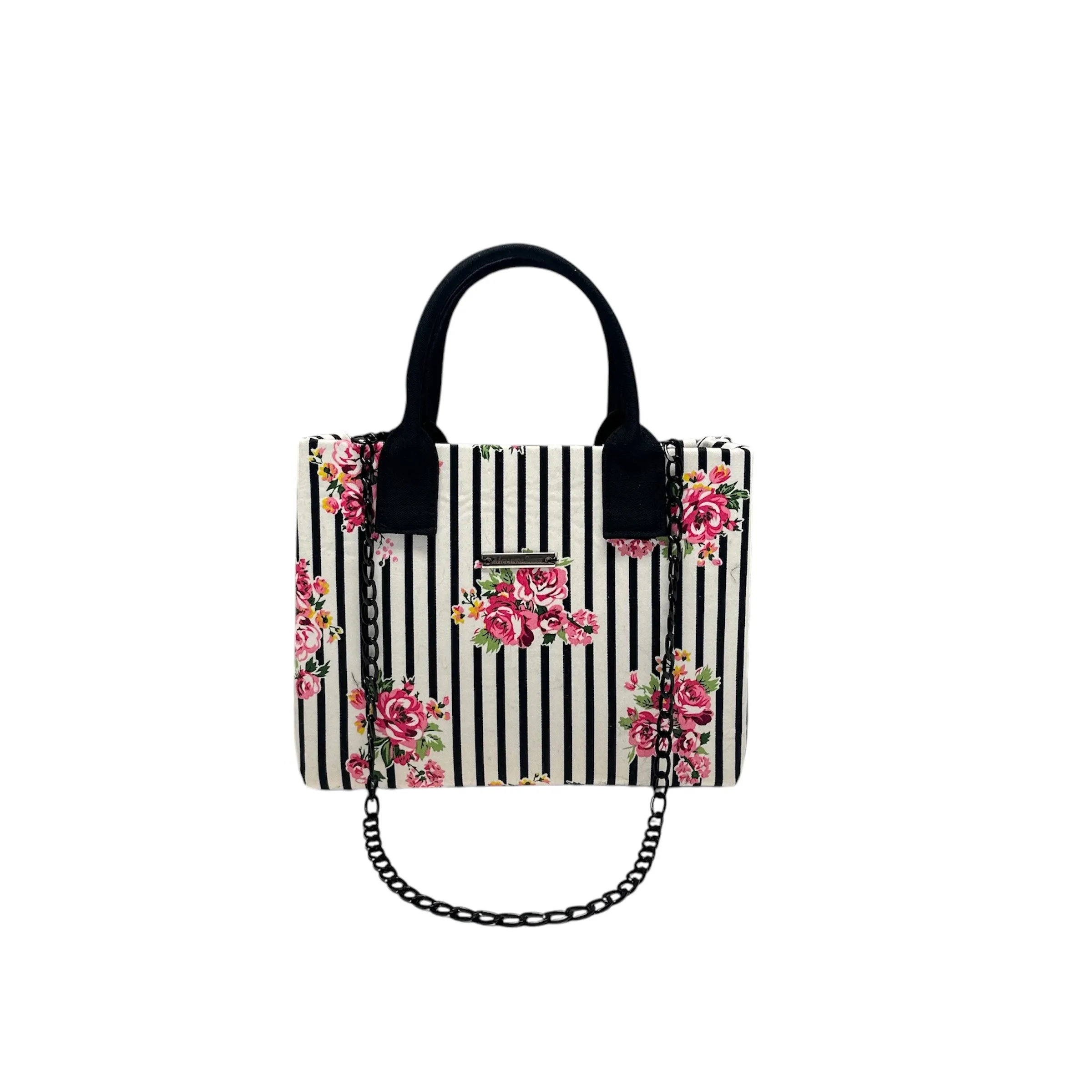 Stripes and Bloom Compact Tote