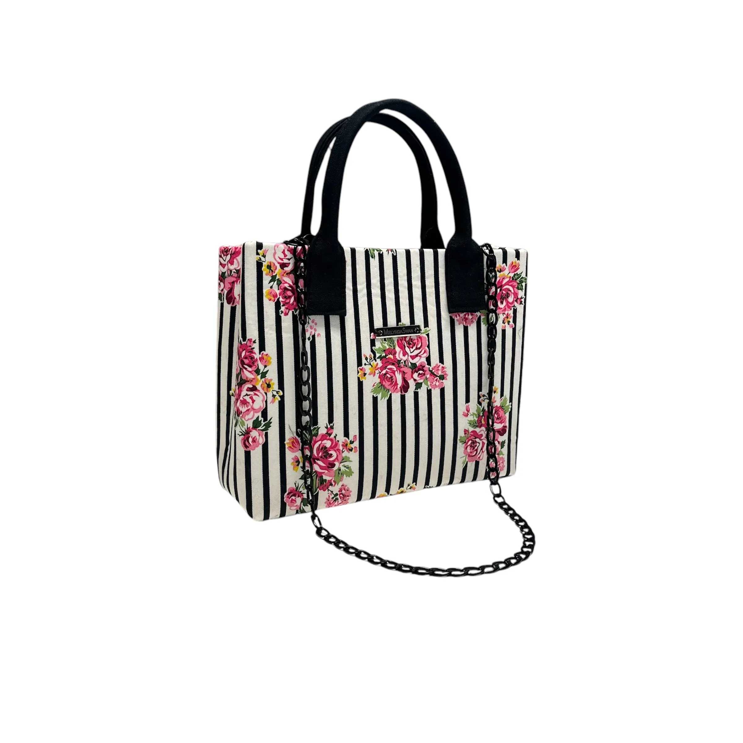 Stripes and Bloom Compact Tote