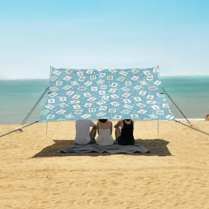 Stylish Mahjong Beach Canopy Tent Anti-UV & Wind Resistant, Majiang Camping Sun Shelter Easy Setup Portable,Outdoor Shade Tents with Sandbags,Sand Shovels,Ground Pegs & Stability Poles