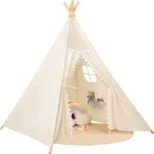 Sumbababy Kids Teepee Tent for Toddlers Indoor- Play Tents for Girls & Boys Slumber Party - Washable Tipi Sleepover Tent Kid Boho Toddler Tents with Lights & Carry Bag - Foldable Outdoor Gift Toys