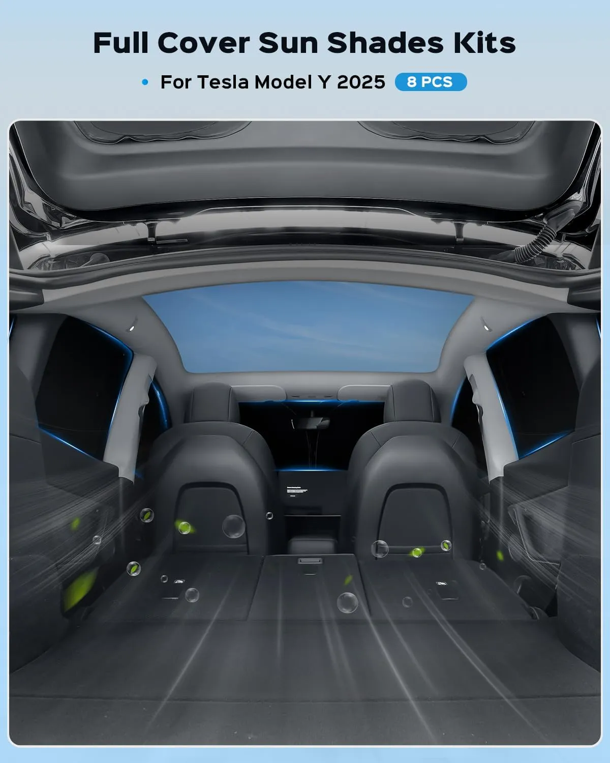 Sun Visor- Privacy and Thermal Insulated Sunshades Curtains for Tesla 3/Y/S/X (Model Y 2025-8pcs)