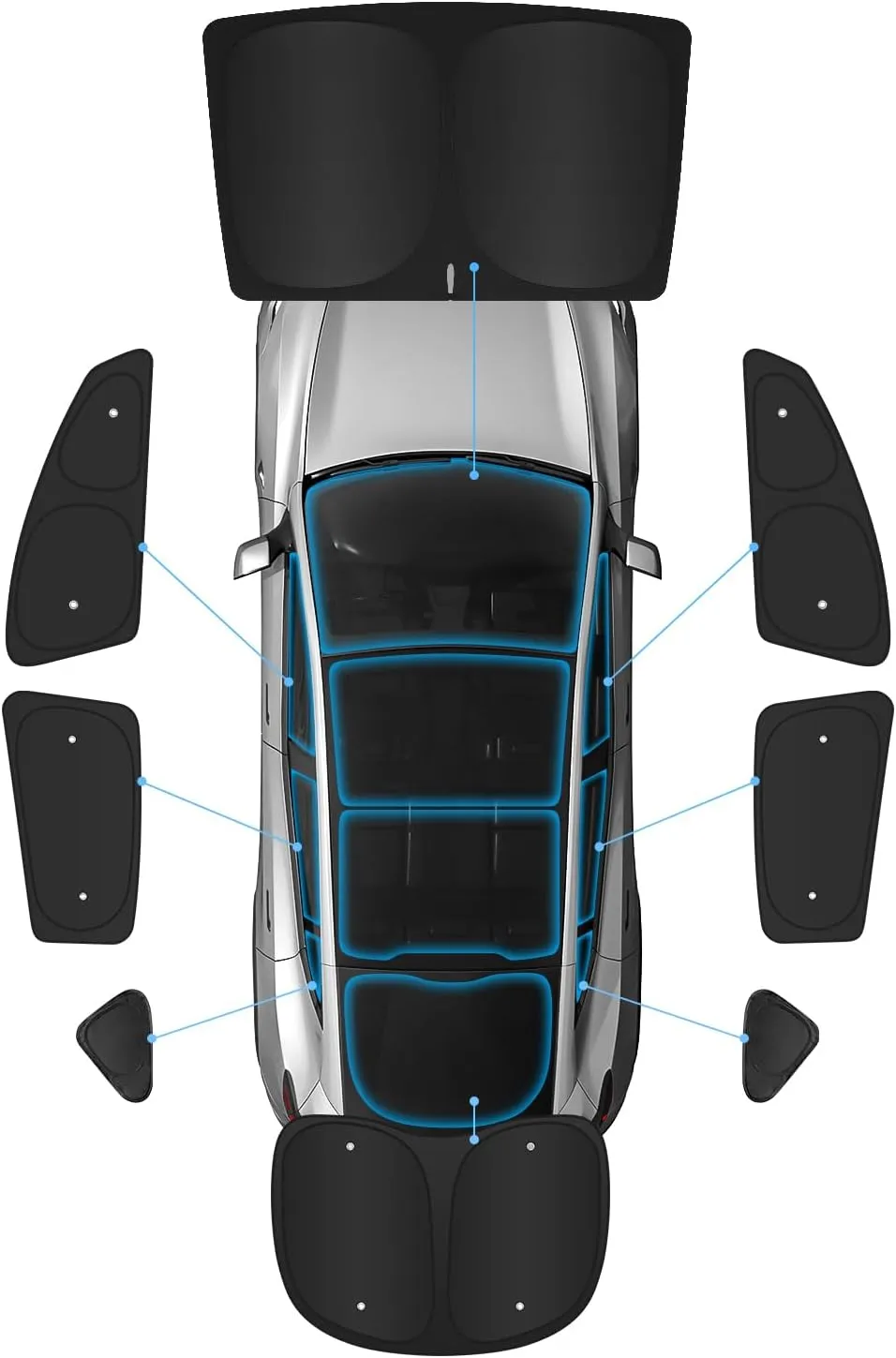 Sun Visor- Privacy and Thermal Insulated Sunshades Curtains for Tesla 3/Y/S/X (Model Y 2025-8pcs)