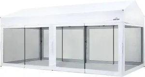 Suntime 10 Foot by 20 Foot Easy Pop Up Rectangular Canopy with Removable Sidewalls and Wheeled Carry Bag for Commercial and Recreational Use, White