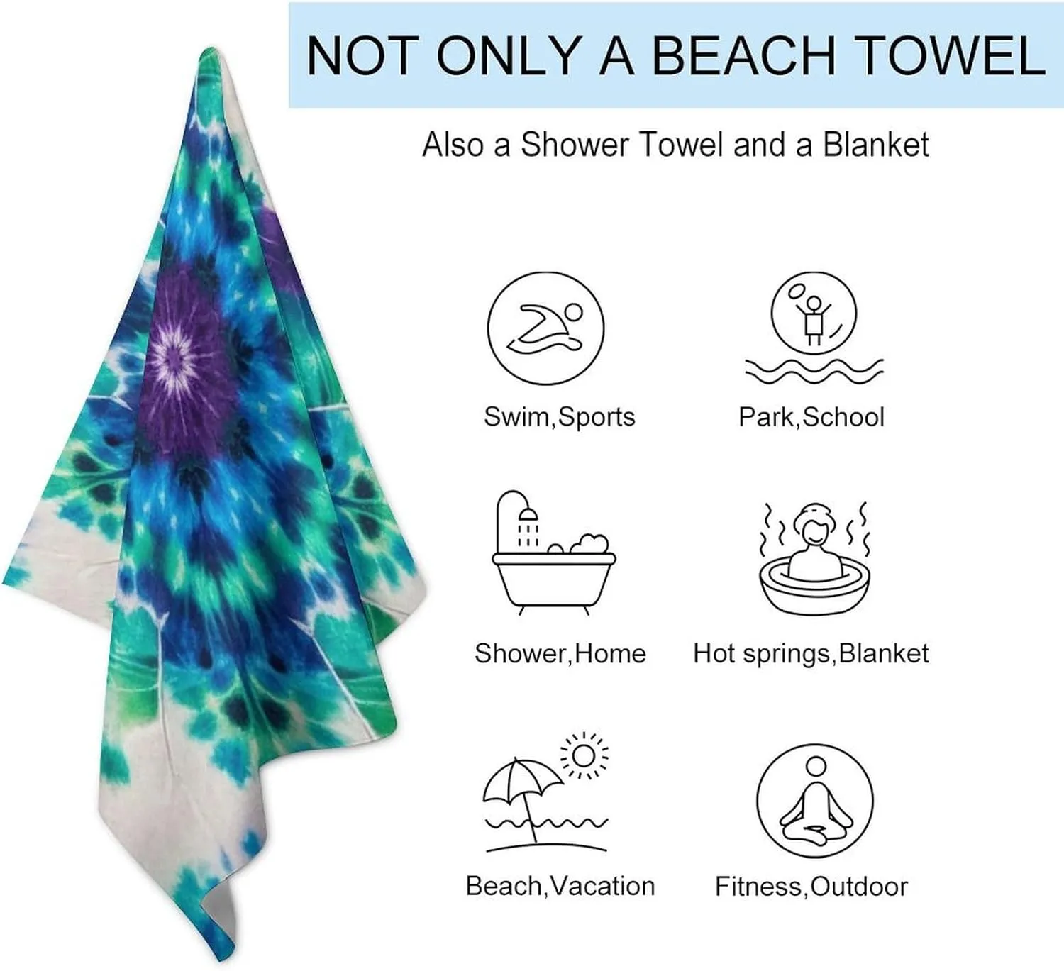 Super Cozy Tie Dye Art Bath Towel for Home, Hotel, Spa, Pool Salon - High Absorbency Large Resort Towel, Machine Washable