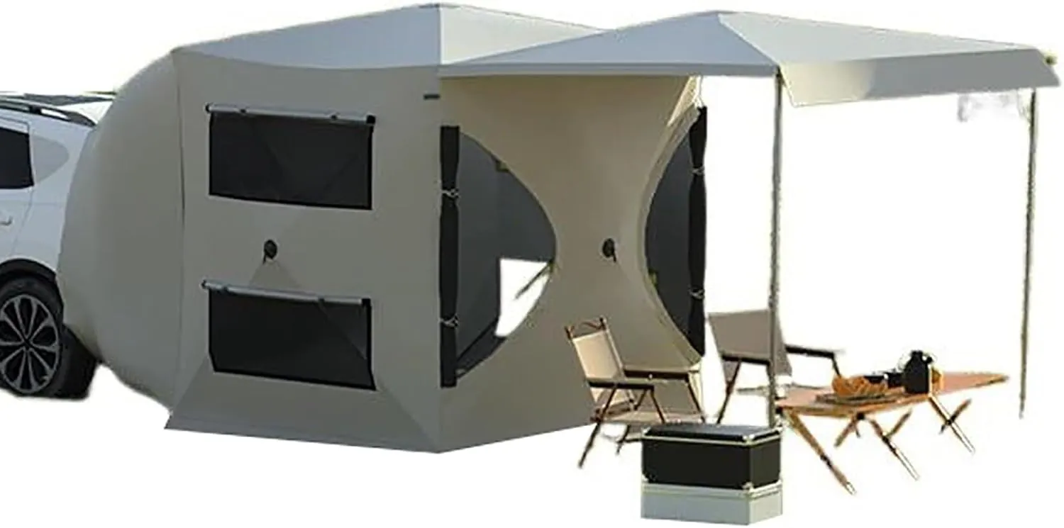 SUV Tent for Camping, 6-8 Person Car Camping Tent, Waterproof PU3000mm, Easy Set Up Tailgate Tent with Rainfly & Storage Bag, 6 * 6 * 6.5 FT (L*W*H)