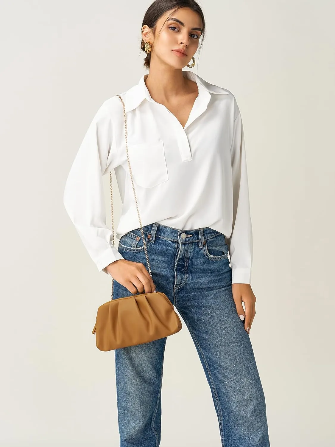 SWEETV Dressy Vegan Leather Clutch Purse for Women Formal, Soft Pleated PU Evening Clutch for Weddings, Proms, Cocktail-Gemma