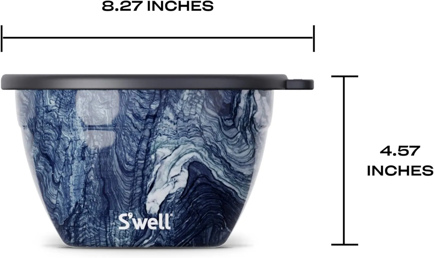 S'well Stainless Steel Salad Bowl Kit - 64oz, Azurite - Comes with 2oz Condiment Container and Removable Tray for Organization - Leak-Proof, Easy to Clean, Dishwasher Safe