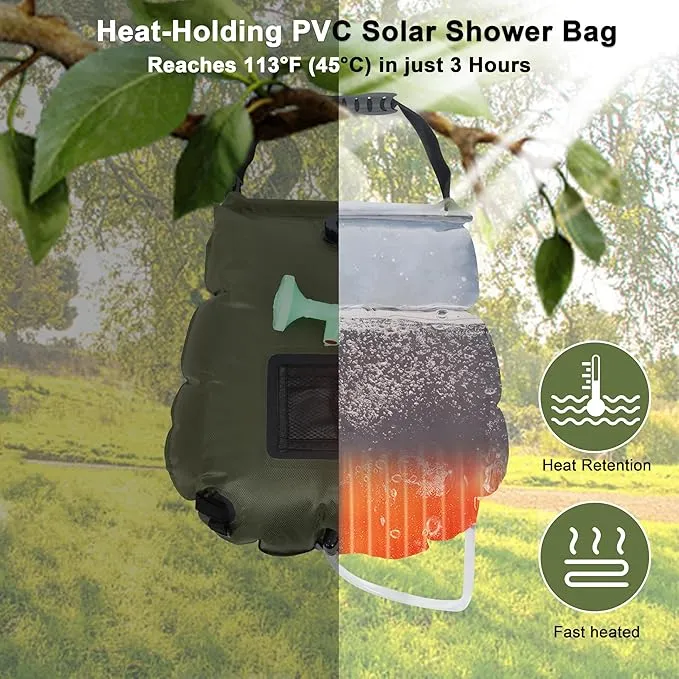 SYITCUN Camping Shower Bag 5 Gallon,1/2/4 Pack Portable Solar Shower Bag,Camping Shower Kit with Hose,On-Off Switchable Head for Beach,Swimming,Travel,Hiking