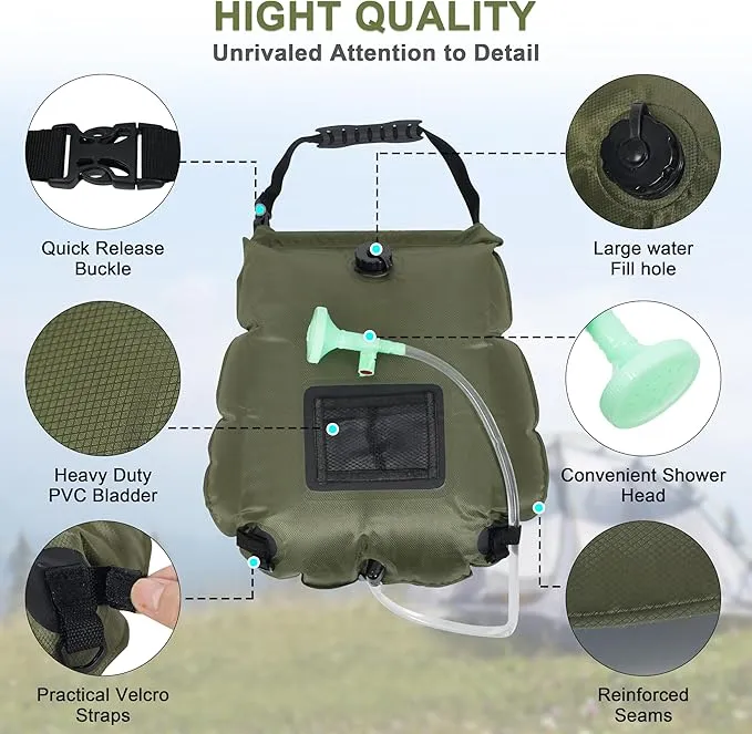 SYITCUN Camping Shower Bag 5 Gallon,1/2/4 Pack Portable Solar Shower Bag,Camping Shower Kit with Hose,On-Off Switchable Head for Beach,Swimming,Travel,Hiking