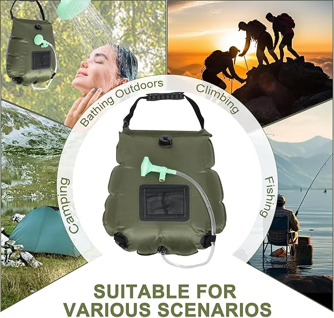 SYITCUN Camping Shower Bag 5 Gallon,1/2/4 Pack Portable Solar Shower Bag,Camping Shower Kit with Hose,On-Off Switchable Head for Beach,Swimming,Travel,Hiking