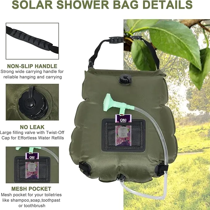 SYITCUN Camping Shower Bag 5 Gallon,1/2/4 Pack Portable Solar Shower Bag,Camping Shower Kit with Hose,On-Off Switchable Head for Beach,Swimming,Travel,Hiking