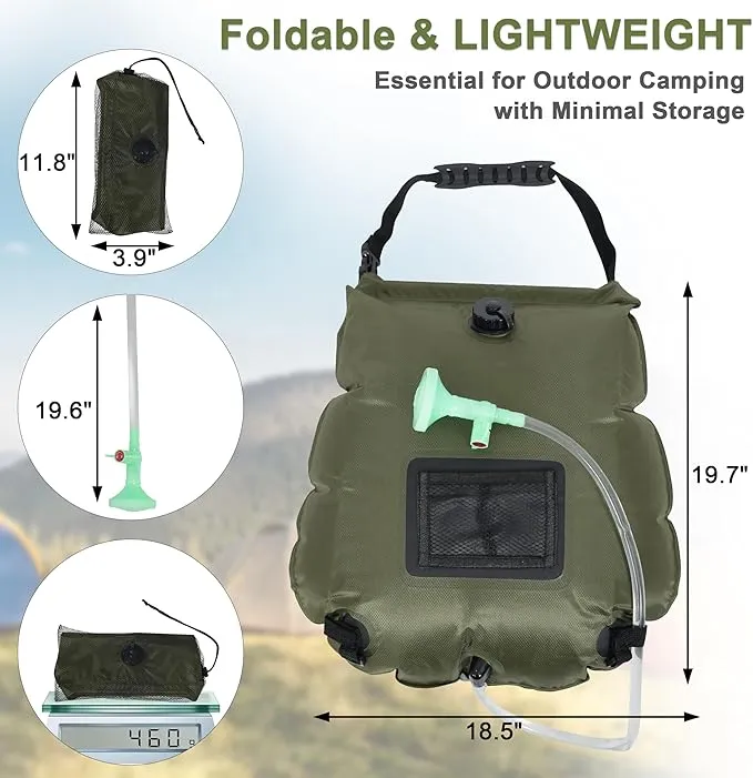 SYITCUN Camping Shower Bag 5 Gallon,1/2/4 Pack Portable Solar Shower Bag,Camping Shower Kit with Hose,On-Off Switchable Head for Beach,Swimming,Travel,Hiking