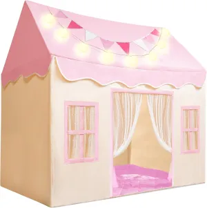 SYNCFUN Play Tent for Kids,Indoor & Outdoor Tent with Blanket,LED Lights & Flags for Toddler,Spacious 51*35*52 Inch,Playhouse for Kids,Ideal Private Space for Reading & Play for Boys & Girls Age 3-7