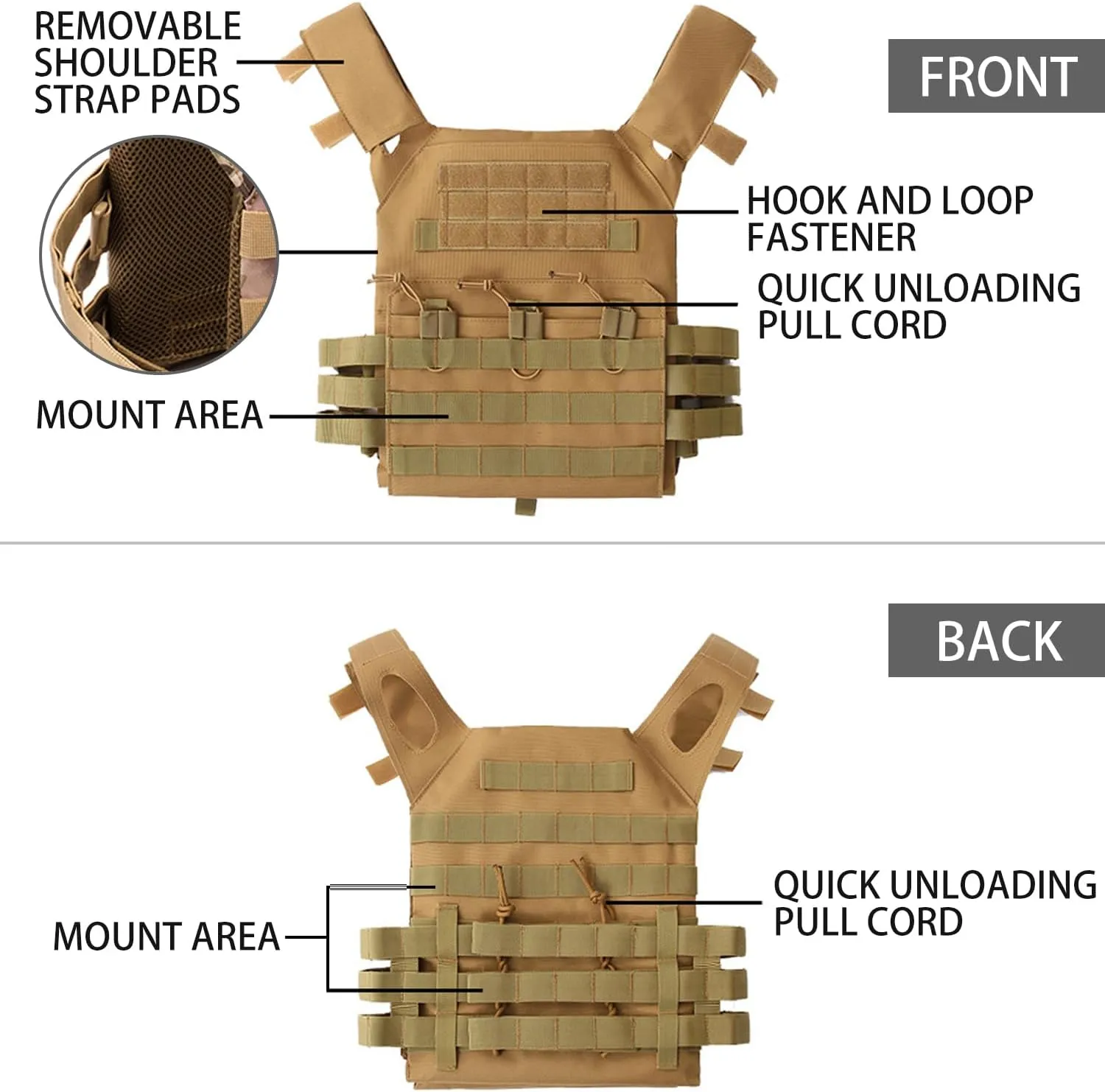 Tactical Airsoft Vest Molle Adjustable Lightweight Airsoft Vest Outdoor Paintball Training Cosplay Costumes