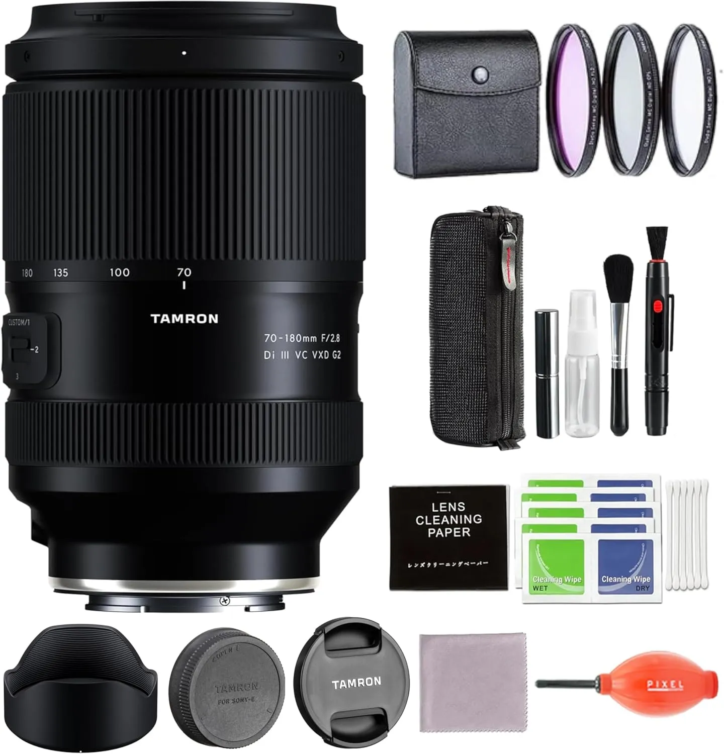 Tamron 70-180mm F/2.8 Di III VC VXD G2 for Sony E-Mount Full Frame Mirrorless Cameras with Advanced Accessories & Travel Bundle | AFA065S-700 | tamron 70-180 g2