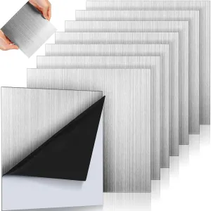 Tandefio 304 Stainless Steel Sheets Double Side Film Attached 304L Stainless Steel Plates Steel Blanks Metal Sheets for Crafting Kitchen DIY Kitchen(8 Pcs,6 x 6 x 0.04 Inch)