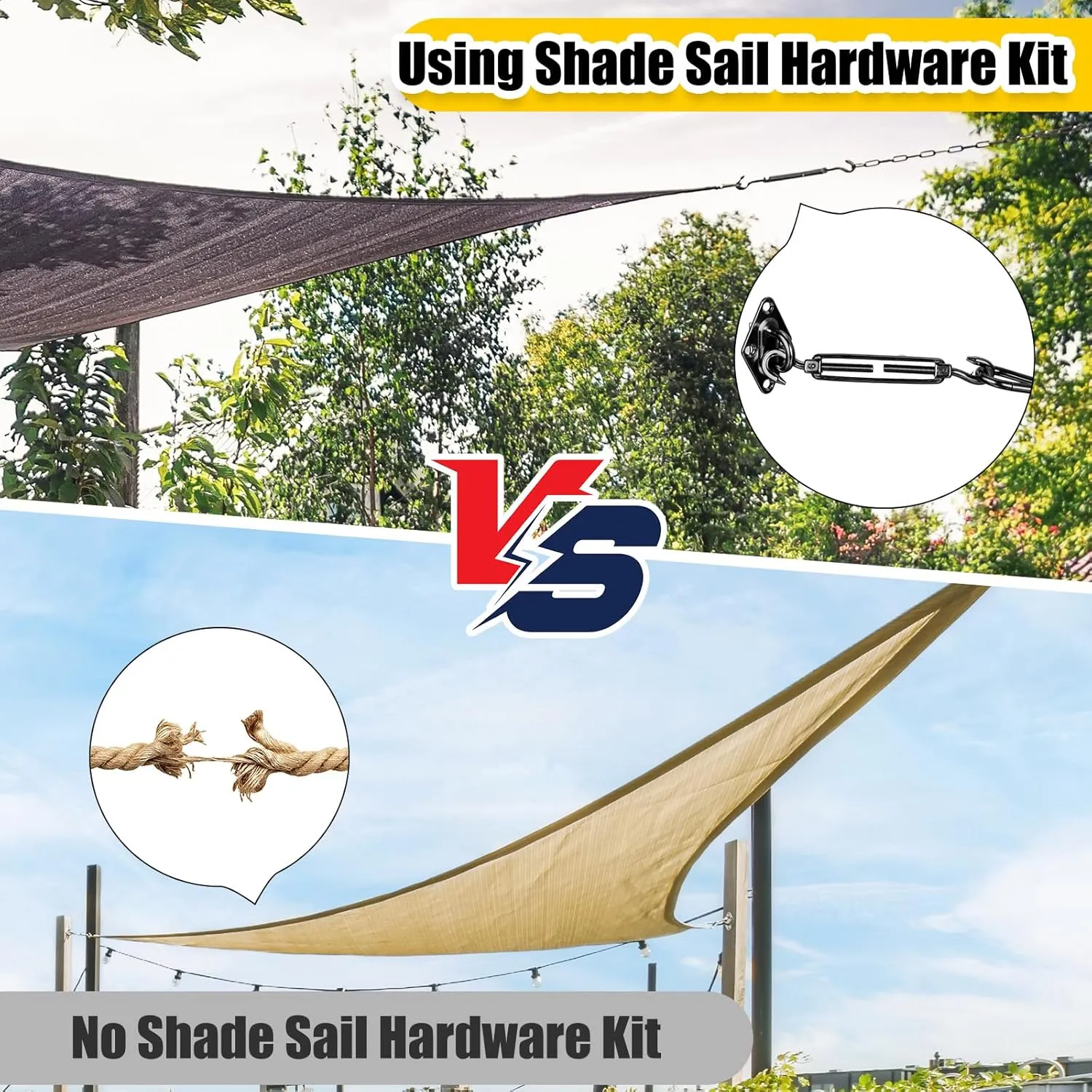 Tandefio 92 Pcs Sun Shade Sail Hardware Kit Heavy Duty Anti Rust Retractable Stainless Steel Outdoor Shade Sail for Triangle Rectangle Installation (Black)
