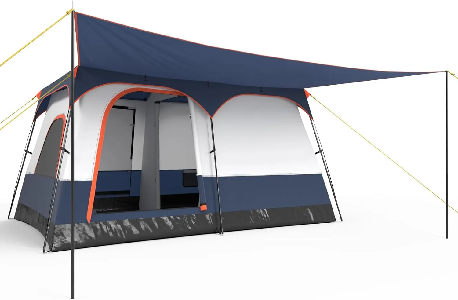 Tangkula 6/8/10-Person Camping Tent with Porch, Large Family Cabin Tent with 2 Rooms, 2 Doors, 2 Mesh Windows, Removable Rainfly, Carrying Bag, Double Layer Tents for Camping, Picnic, Outdoor