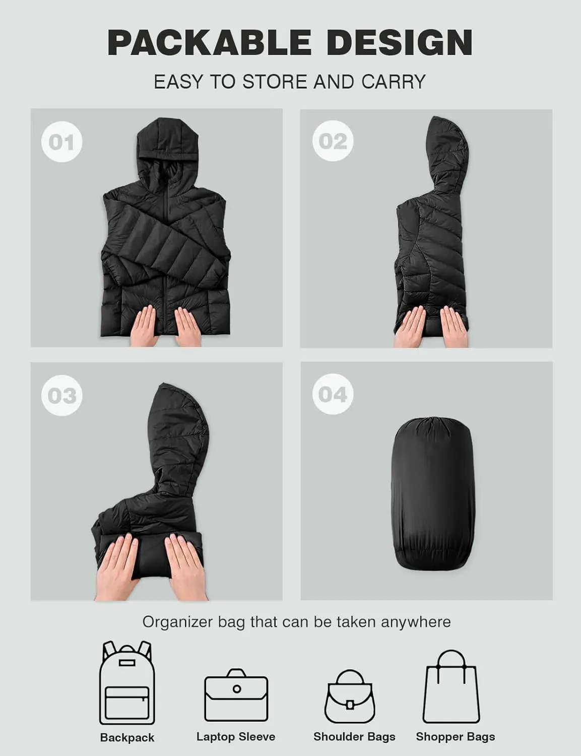 TBMPOY Women's Packable Down Jacket Lightweight Winter Puffer Jacket Hooded Warm Coat Waterproof Quilted Thermal Jackets
