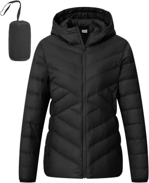 TBMPOY Women's Packable Down Jacket Lightweight Winter Puffer Jacket Hooded Warm Coat Waterproof Quilted Thermal Jackets