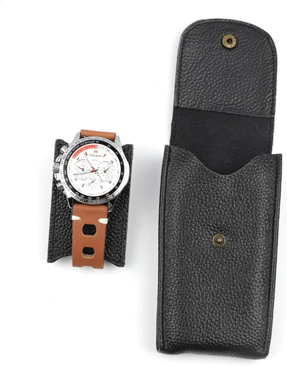 TENDYCOCO 2pcs Leather Watch Bag Watches Automatic Display Lid Holder Pocket Portable Para Car Cable Travel Pouch Wrist Pouch Kit Travel Watch Winder Smartwatch Top Layer Cowhide Black