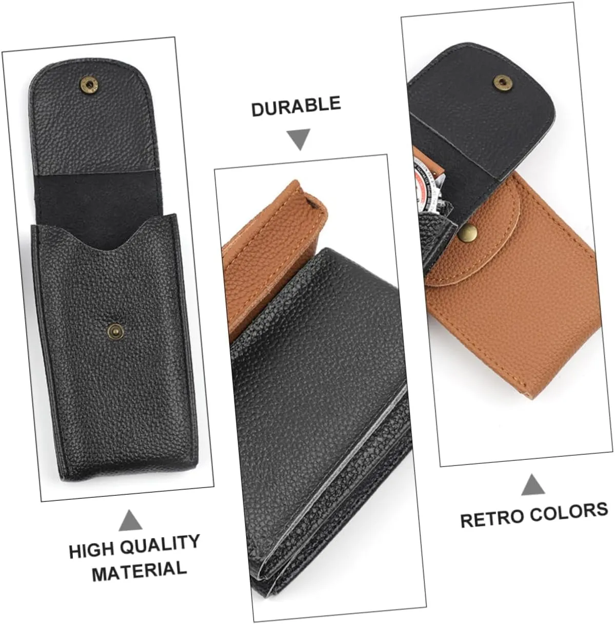 TENDYCOCO 2pcs Leather Watch Bag Watches Automatic Display Lid Holder Pocket Portable Para Car Cable Travel Pouch Wrist Pouch Kit Travel Watch Winder Smartwatch Top Layer Cowhide Black