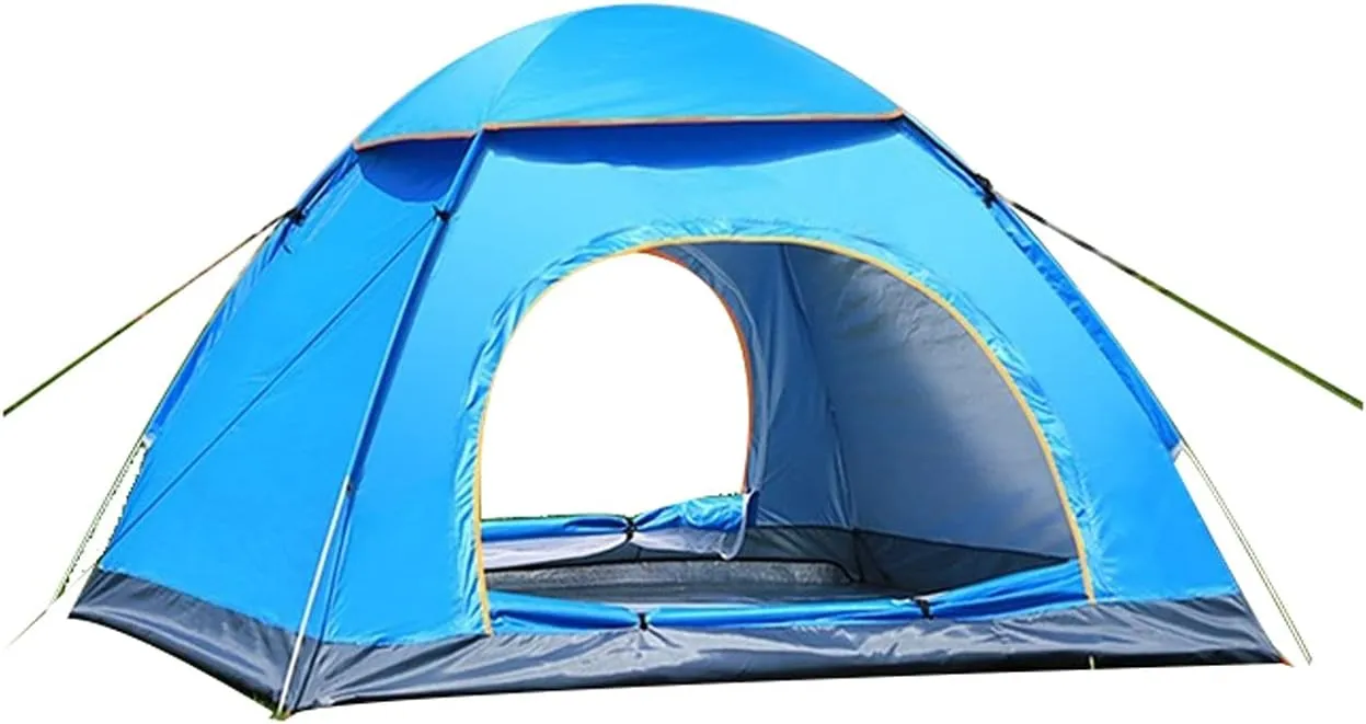 Tent 3-4Person Fully Automatic Tent,Camping Travel Family Rainproof Windproof Sunshade Awning,Shelter Beach Easy Open Hiking Tents (Color : Blue) (Blue One Size)