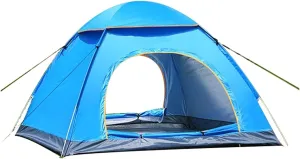 Tent 3-4Person Fully Automatic Tent,Camping Travel Family Rainproof Windproof Sunshade Awning,Shelter Beach Easy Open Hiking Tents (Color : Blue) (Blue One Size)