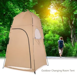 Tents Shower Tent Portable Outdoor Shower Bath Changing Fitting Room Tent Shelter Camping Beach Privacy Toilet (Khaki One Size)