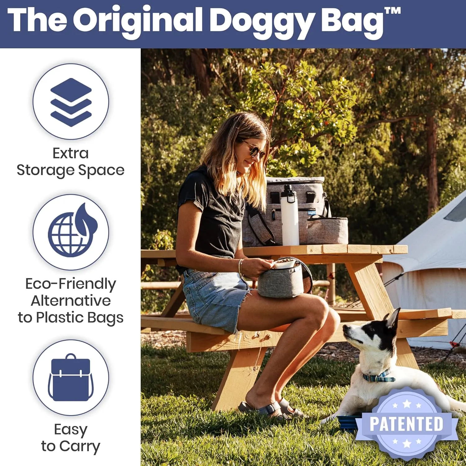 The Original Doggy Bag™ - Dog Travel Bag for Supplies - Ultimate Gift for Dog Owners - Includes 2 BPA-Free Travel Bowls and 2 Food Containers - Pet Travel Kit for Road Trips, Camping, RV