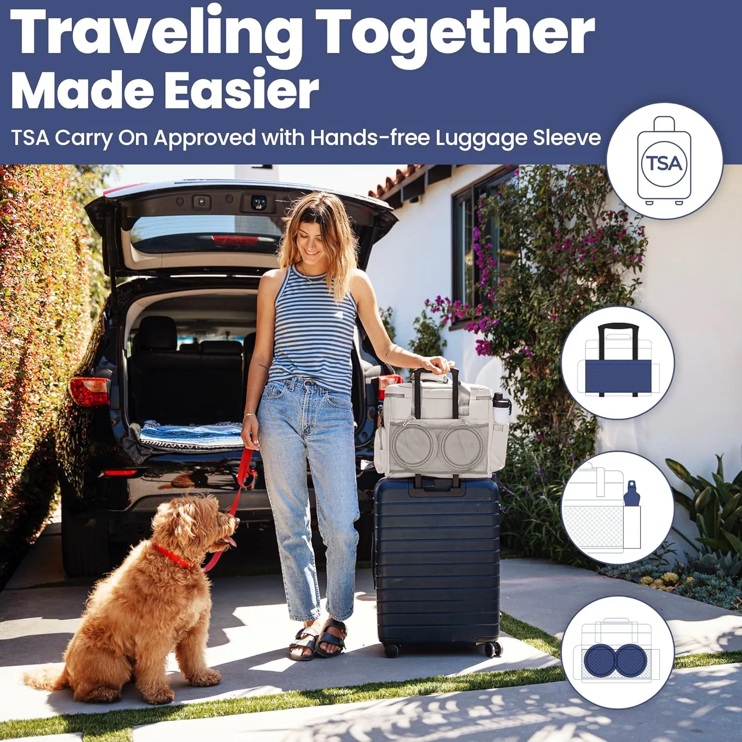The Original Doggy Bag™ - Dog Travel Bag for Supplies - Ultimate Gift for Dog Owners - Includes 2 BPA-Free Travel Bowls and 2 Food Containers - Pet Travel Kit for Road Trips, Camping, RV