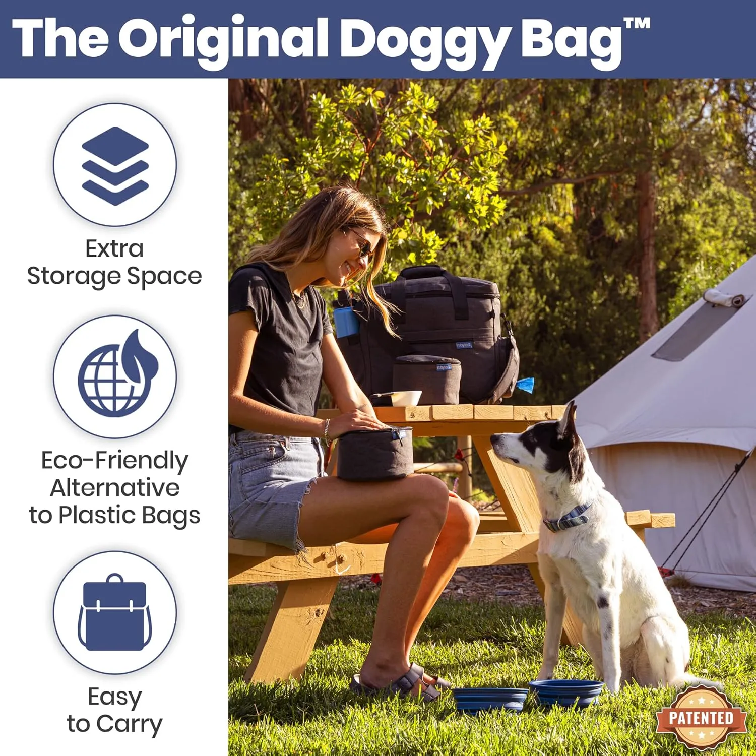 The Original Doggy Bag™ - Dog Travel Bag for Supplies - Ultimate Gift for Dog Owners - Includes 2 BPA-Free Travel Bowls and 2 Food Containers - Pet Travel Kit for Road Trips, Camping, RV