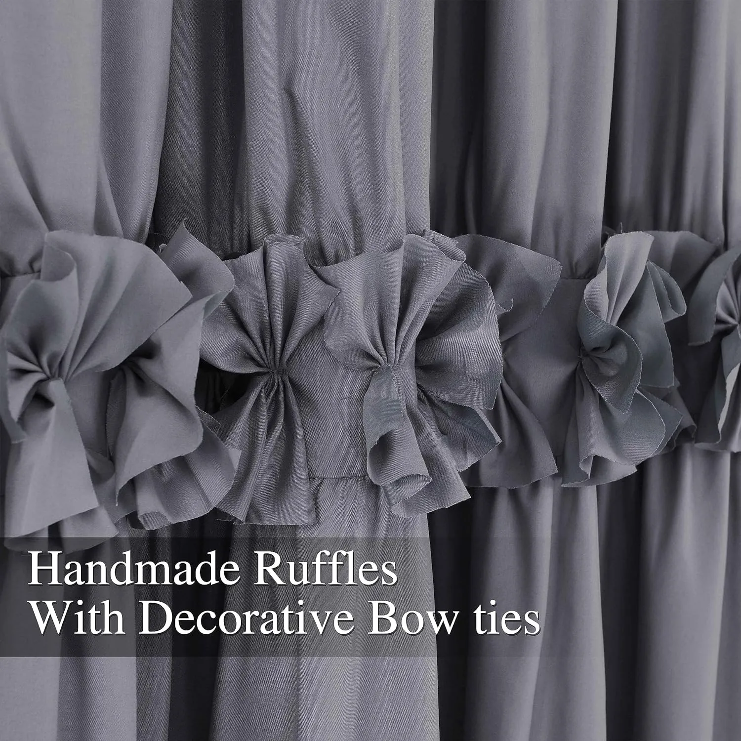 Thermal Insulated Blackout Window Curtains, 54" W x 84" L x 2 Panels, Boho Ruched Window Treatments with 3 Rows of Butterfly Flowers, Rustic Rod Pocket Drapes for Room, Gray (LQ-30)