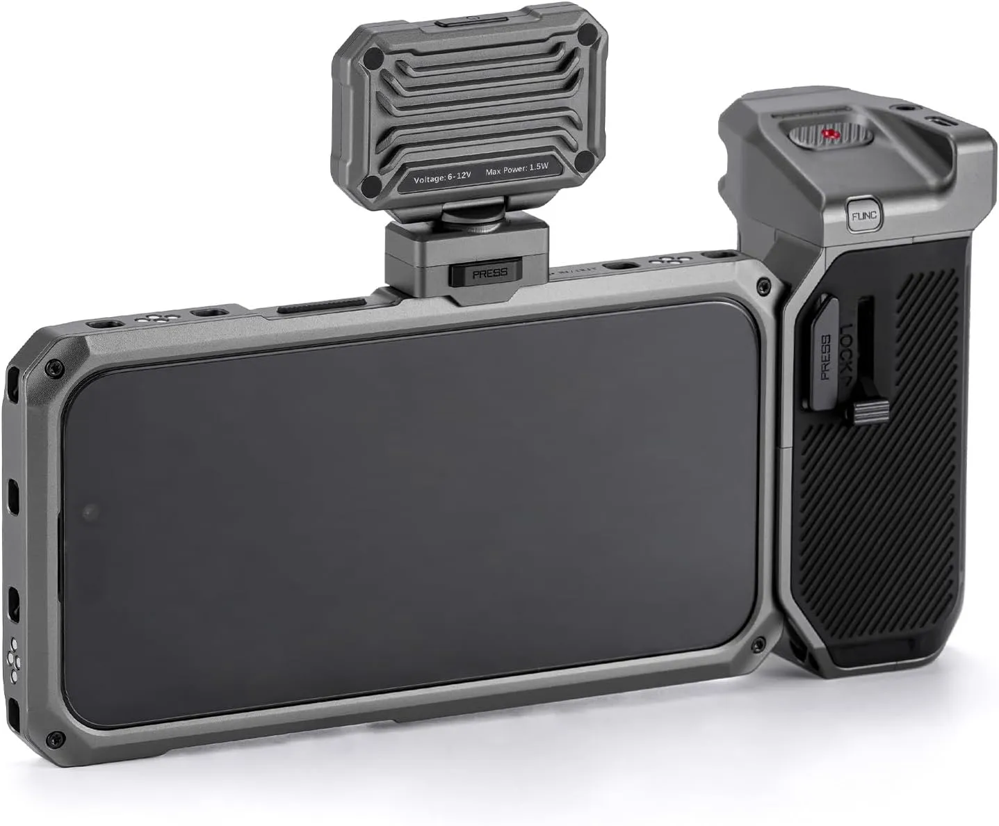 Tilta Khronos Basic Kit Compatible with iPhone 15 Pro - Space Gray | Includes Case, Mini LED Light, and Focus Handle | Mobile Filmmaking System