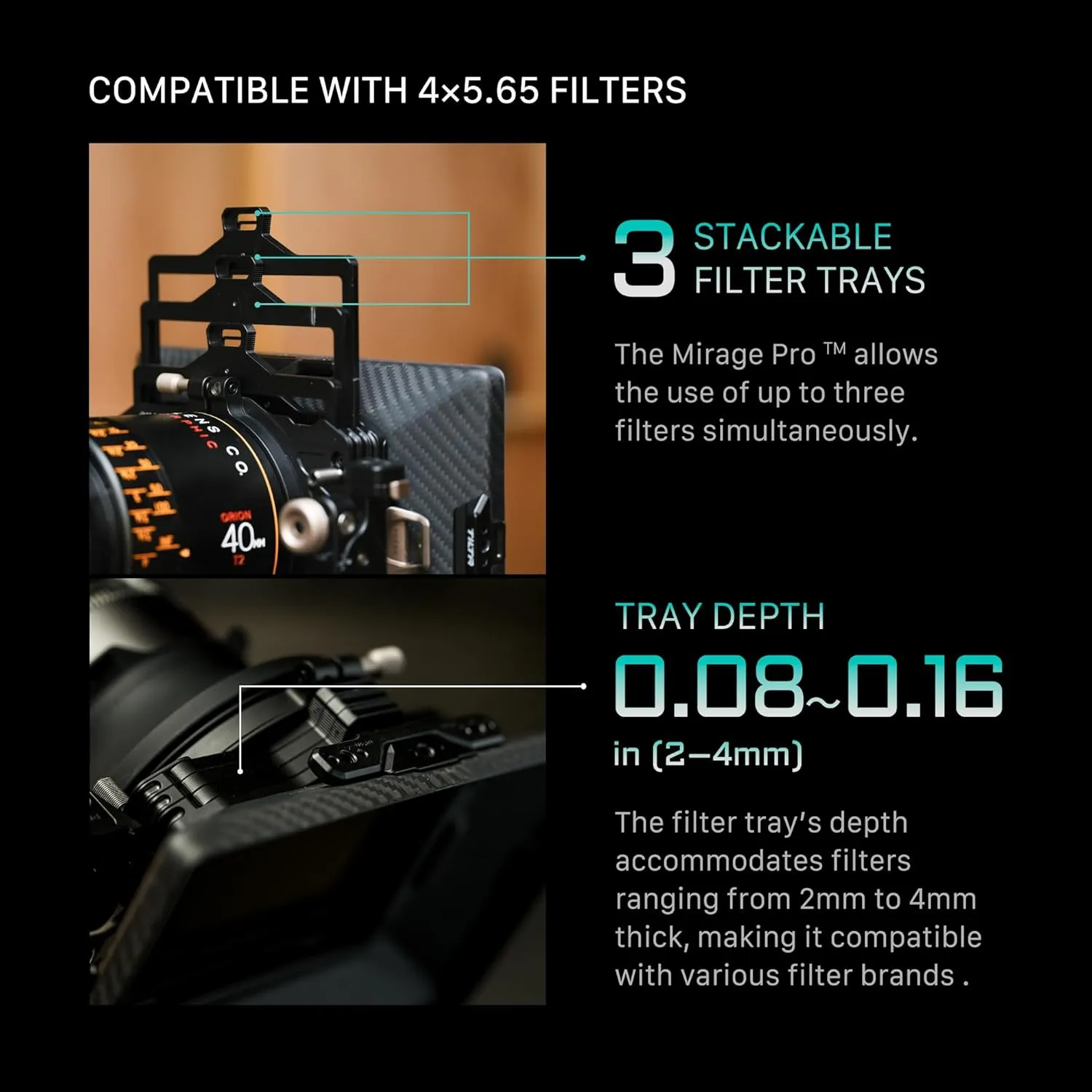 Tilta Mirage Pro Matte Box - 114mm Single Backing Kit | Carbon Fiber | Starter Kit | Clamp On to Cine Lenses | Expandable Design | Lightweight Construction