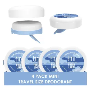 Tini Naturals Mini Travel Size Deodorant, Unisex Aluminum Free Deodorant with Coconut Oil & Shea Butter, 0.4oz each (4 Pack), Fresh Linen Scent