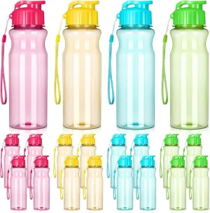 Tioncy 20 Pieces Plastic Water Bottles for Adults Bulk 17 oz Sport Drink Bottles with Handle Strap Lightweight Leakproof Drink Flip Top cups for Party Outdoor(Bright Color)