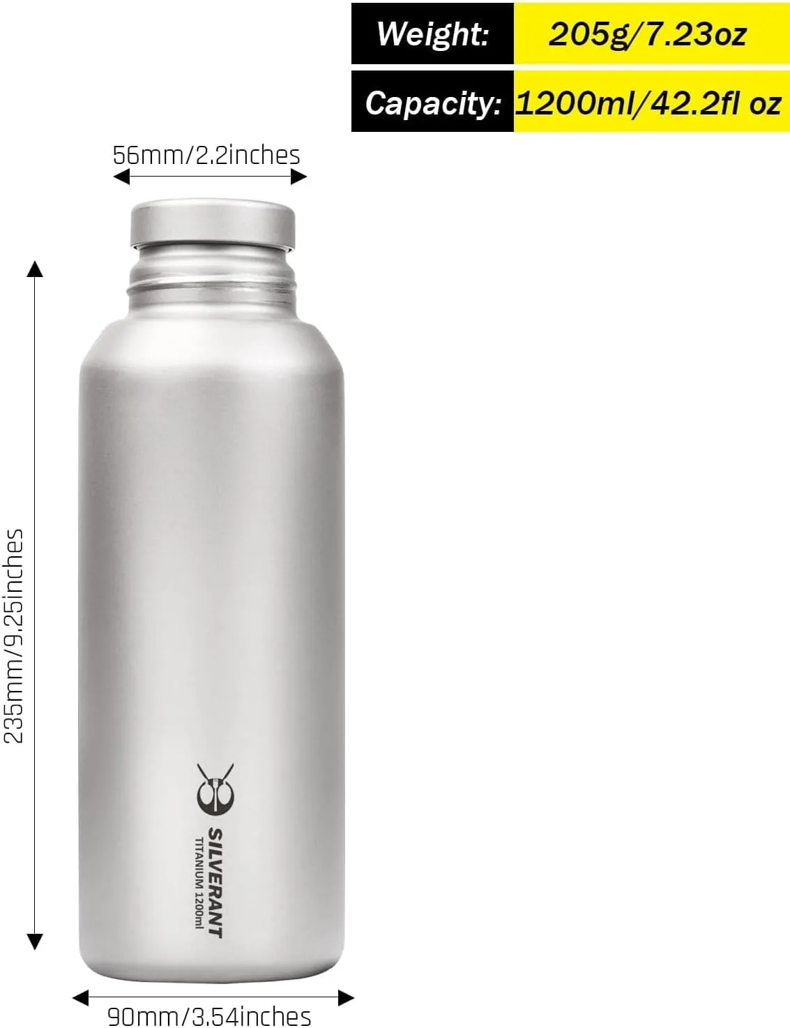 Titanium Ultralight 800ml/27 fl oz Leakproof Outdoor Camping Hiking Sports Water Bottle with Insulating Thermal Sleeve and Clip Loop Cap