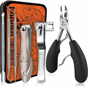 Toenail Clippers for Seniors Thick Toenails, Toe Nail Clippers Adult Thick Nails Long Handle, Professional Heavy Duty Nail Clippers 6Pcs Black