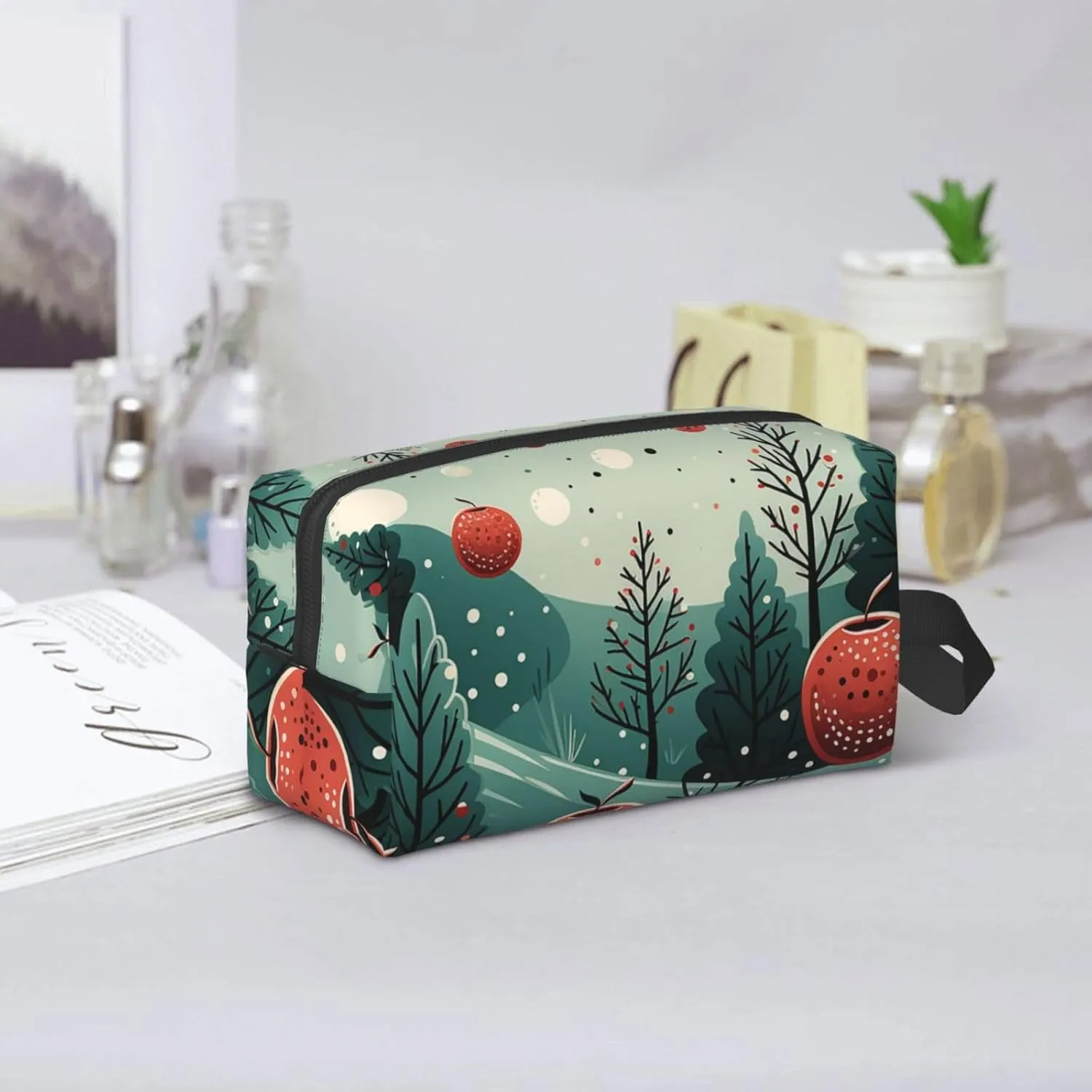 Toiletry Bag for Women Men Dopp Kit Travel Makeup Bag Make Up Organizers Cosmetic Bag Hawthorn and Tree Hanging Toiletry Bag Shaving Bag with Large Capacity for Travel