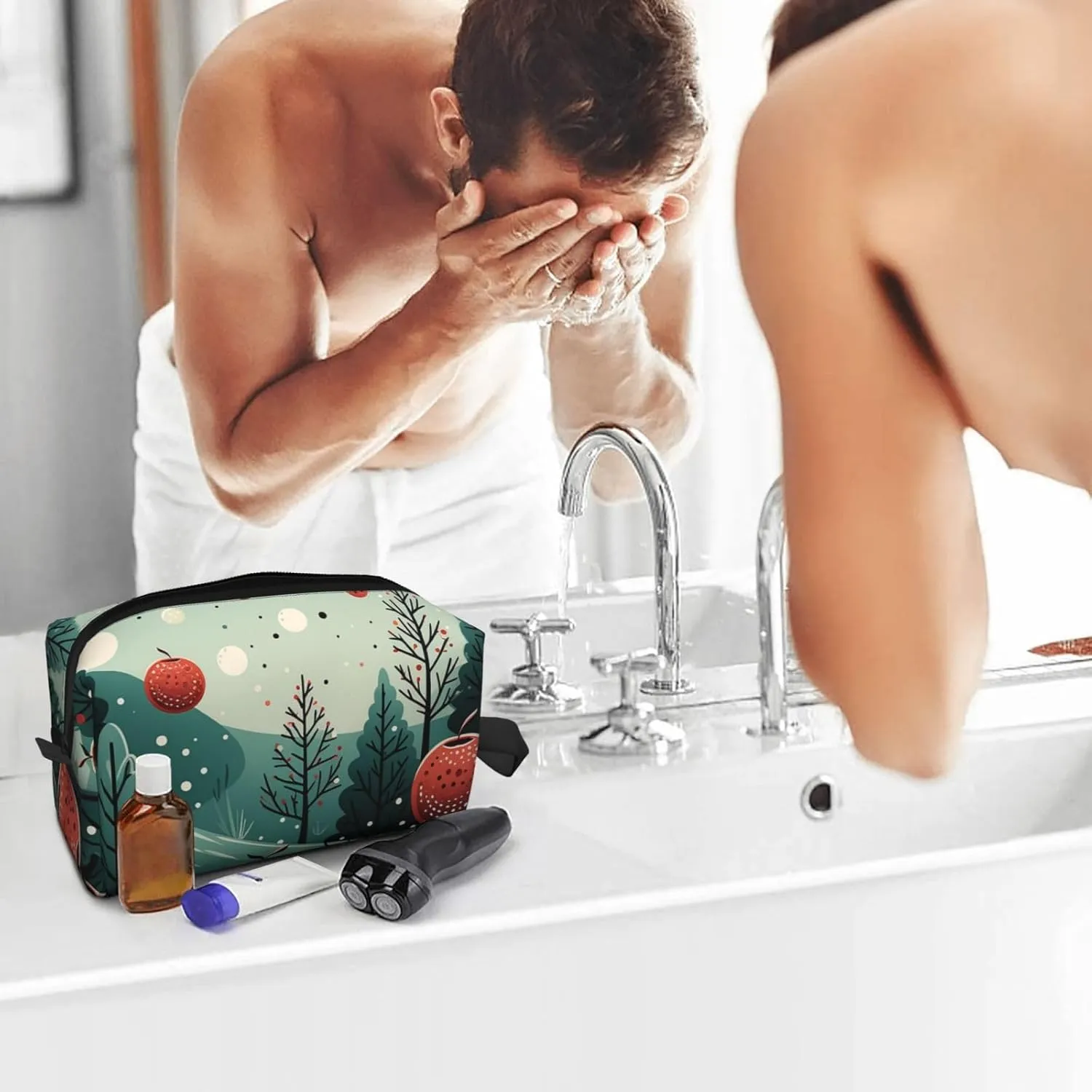 Toiletry Bag for Women Men Dopp Kit Travel Makeup Bag Make Up Organizers Cosmetic Bag Hawthorn and Tree Hanging Toiletry Bag Shaving Bag with Large Capacity for Travel