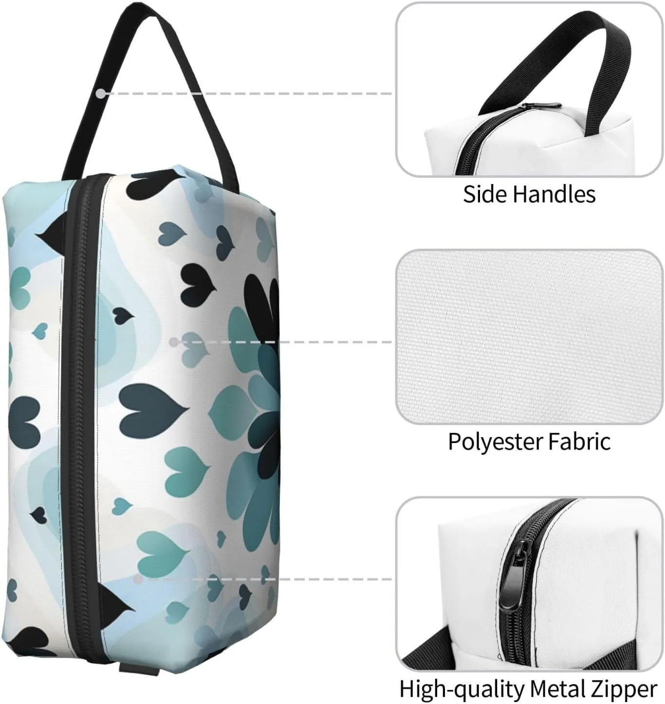 Toiletry Bag for Women Men Dopp Kit Travel Makeup Bag Make Up Organizers Cosmetic Bag Heart Pattern Hanging Toiletry Bag Shaving Bag with Large Capacity for Travel